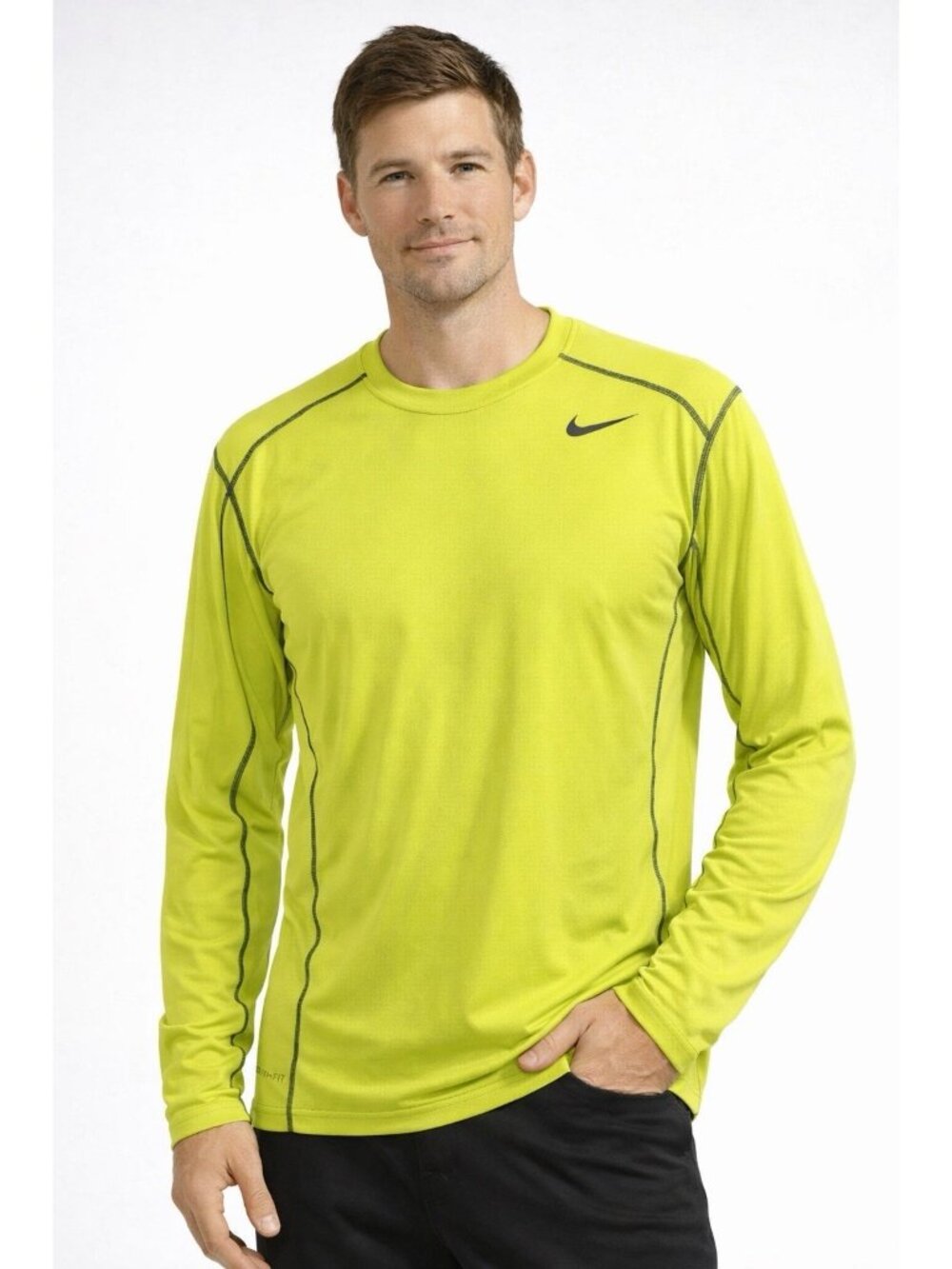 Nike ProCombat Shirt Green Hyperwarm Compression DriFit Performance Mens XL